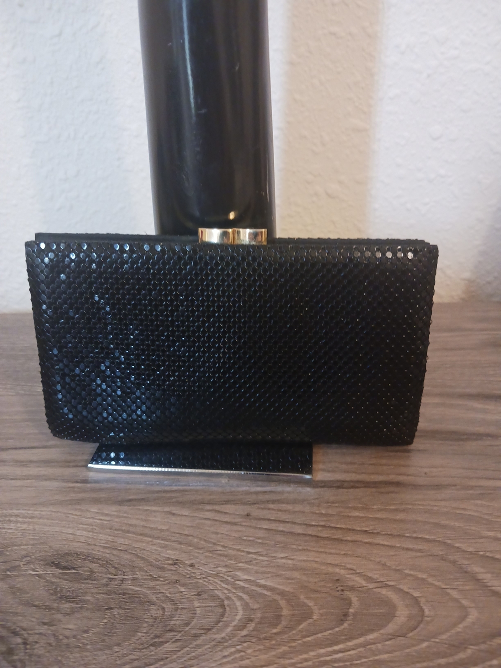 Bueno Black Chain Metal Evening Clutch with Gold Accent Y2